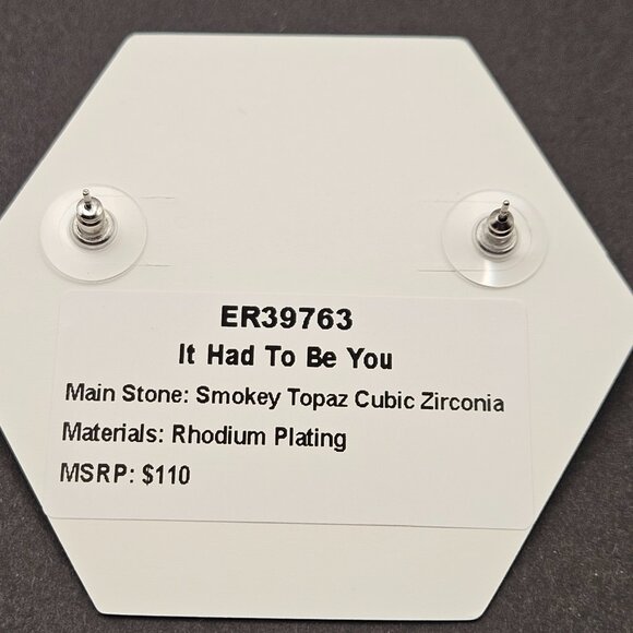 Bomb Party ER39763 “It Had To Be You” Smokey Topaz Cubic Zirconia Earrings - Picture 4 of 5